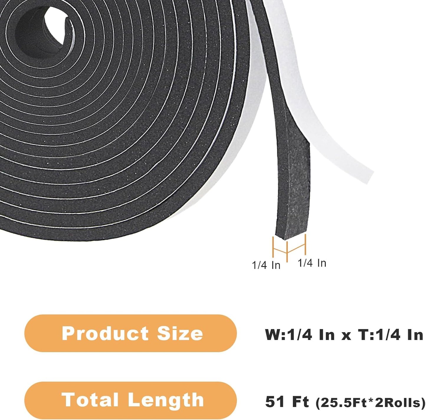 Weather Stripping Door Seal Strip for Doors and Windows, 1In x 1/8In x 33Ft x 2 Roll Foam Insulation Tape Self Adhesive,Sound Proof,Weatherstrip,Pipe Cooling, Air Conditioning Seal Strip - Colors B