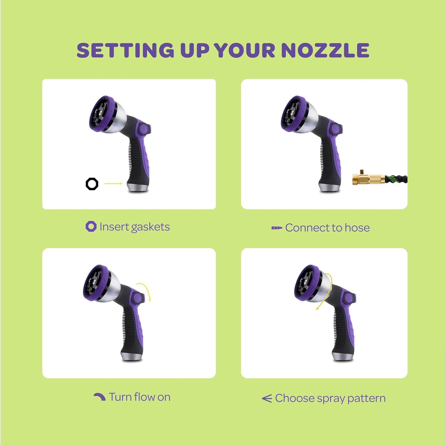 Hose Nozzle [Blue] Heavy Duty Hose Sprayer With 10 Adjustable Watering Patterns. Thumb Control Design, Comfortable Ergonomic Grip, Garden Hose Nozzle for Watering Plants & Lawns/Fun showers/Cleaning