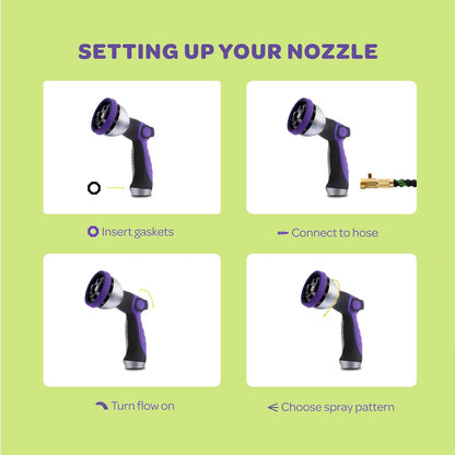 Hose Nozzle [Blue] Heavy Duty Hose Sprayer With 10 Adjustable Watering Patterns. Thumb Control Design, Comfortable Ergonomic Grip, Garden Hose Nozzle for Watering Plants & Lawns/Fun showers/Cleaning