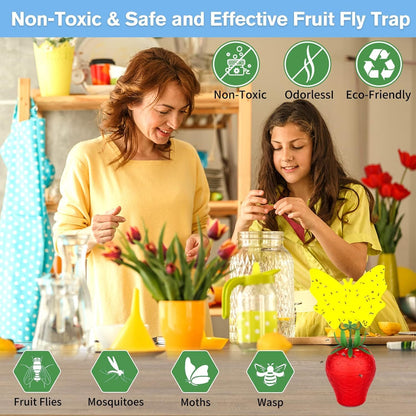 Fruit Fly Traps for Indoors, Gnat Killer Pet&People Safe, Effective Fruit Flies Catcher for Mosquitoes, Gnats, Moths, Durable Flying Insect Trap with Sticky for Home Plants Kitchen Garden