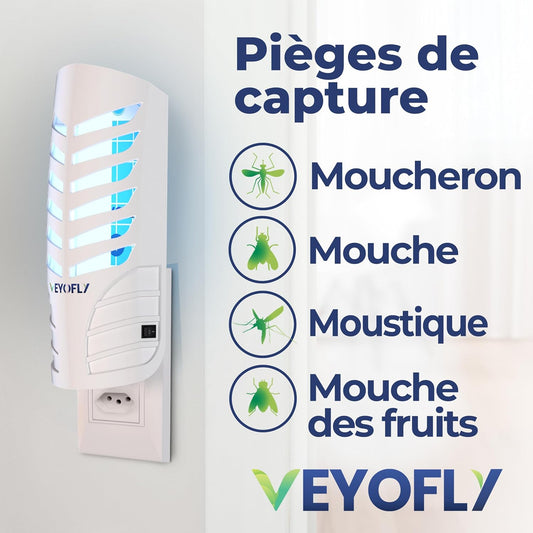 VEYOFLY Fruit Fly Traps for Indoors (2 Device + 6 Refills), Gnat Trap Indoor Plug in, Bug Traps, Flying Insect Trap, Gnat Traps for House Indoor, Fly Trap Indoor for Home Bug Light, Gnats Catcher