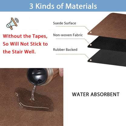 Non Slip Rubber Carpet Stair Treads for Wooden Steps Indoor, 15 Pack Slip Resistant Stair Rug Staircase Step Treads Pads for Pet, Kids and Elderly, Black Marble