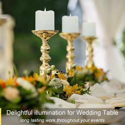 TECHLONG Flameless Candles Battery Operated with Remote Timer, 3D Moving Flame Flickering, Last 600+ Hours Battery Candles, 3" x 3" Ivory Real Wax Electric LED Candle for Wedding Party, Set of 2
