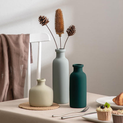 Bud Vase - Flower Vase Set - Decorative Vases - Ceramic Small Vase Set of 3 for Centerpieces - Ice Creak for Decor - Modern Decoration Vases for Home Farmhouse Table Office, Mini Vase by Lyeec