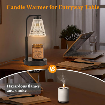 Candle Warmer Lamp, Adjustable Height & Dimmable, Candles with Timer, 2H/4H/8H Auto Off, Safe Flameless Night Light for Home Decor, Bedroom, Office, Christmas Birthday Gift for Women & Men