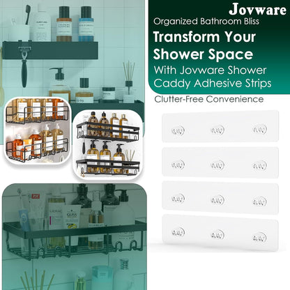 Shower Caddy Adhesive Replacement Stickers Sticker Shelf Basket Strips Suction Hooks Large Strong Hook for Bathroom Storage Corner Transparent Shelves Wall Mount 3 Hooks 11 13/16"