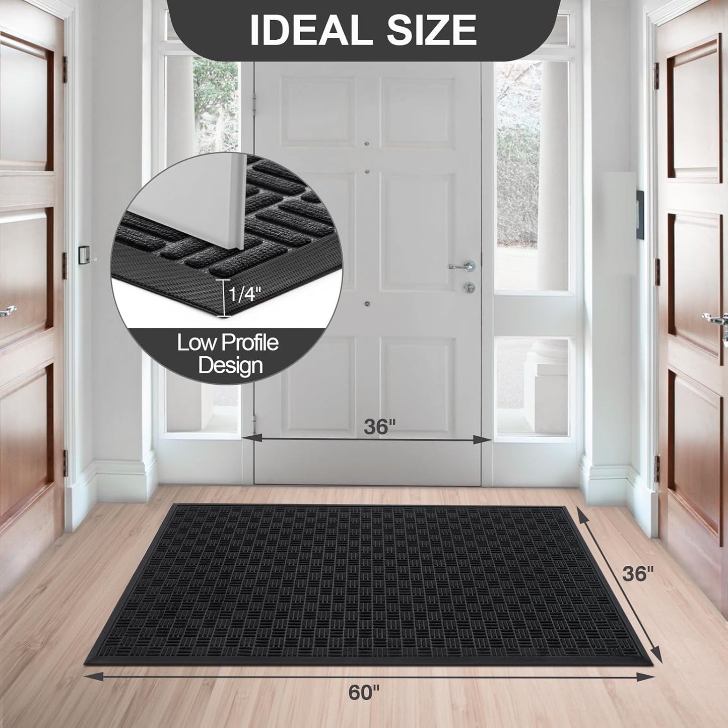 Mibao Front Door Mat, Heavy Duty Durable Welcome Mat for Outdoor Indoor, Dirt Trapper Waterproof Super Absorbent Door Mat for Entryway Outside Patio Porch, 29.5" x 17", Grey