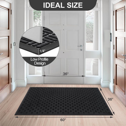 Mibao Front Door Mat, Heavy Duty Durable Welcome Mat for Outdoor Indoor, Dirt Trapper Waterproof Super Absorbent Door Mat for Entryway Outside Patio Porch, 29.5" x 17", Grey