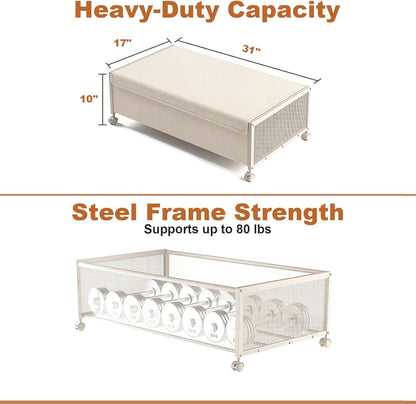 2 Pack Under the Bed Storage Containers,10 inch Height Under Bed Shoe Storage,31inch Long Underbed Storage with Wheels,Large Rolling under bed Clothes Storage Drawers with Lid for Dorm Tall ,Black