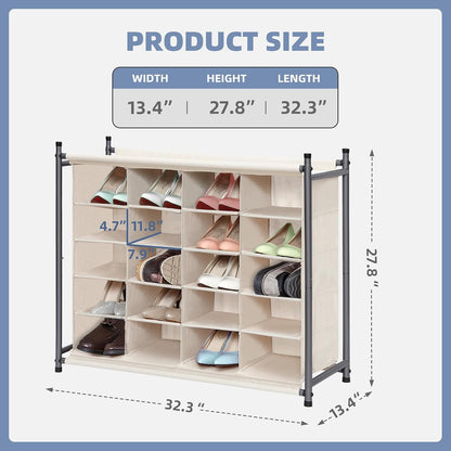 STORAGE MANIAC Stackable Shoe Cubby Organizer, Free Standing Shoe Cube Rack for Entryway, Bedroom, Apartment, Closet, 20-Cube Gray