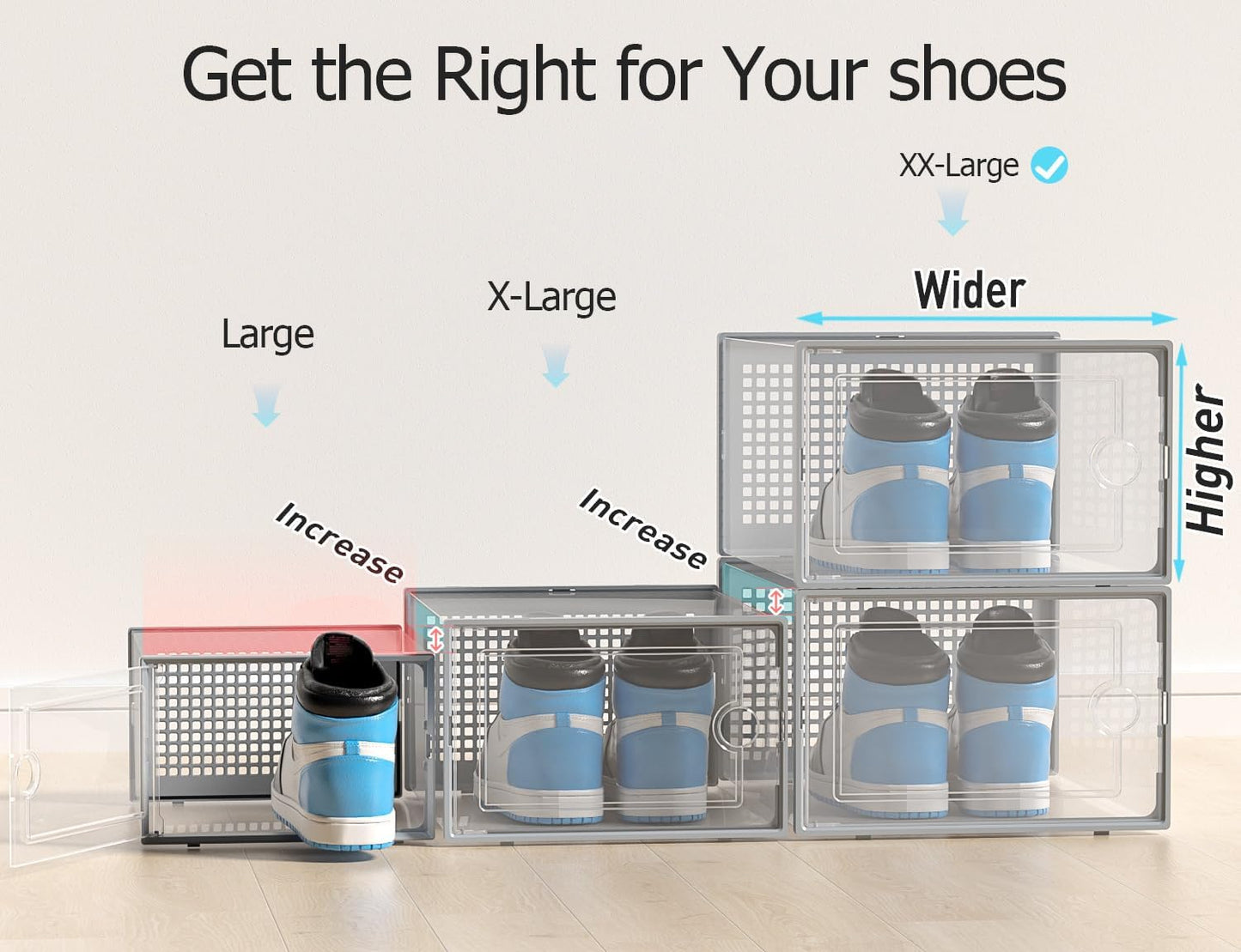 Kuject X-Large Shoe Storage Boxes Organizers for Closet 12 Pack, Fit Size 11,Clear Plastic Stackable Sneaker Containers for Entryway, Space Saving Shoe Rack, Brown