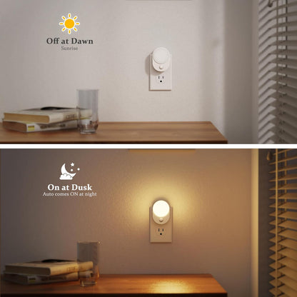 JandCase Motion Sensor Night Light, 2 Pack Motion Activated Night-Lights, 3000K Warm White LED Night Lights Plug into Wall, 30/60LM Adjustable Brightness, for Kids Adults Bathroom Bedroom