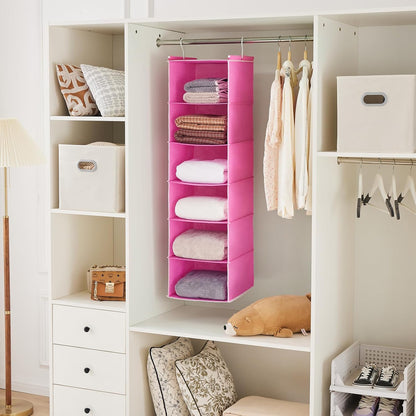 MAX Houser 6 Tier Shelf Hanging Closet Organizer, Closet Hanging Shelf with 2 Sturdy Hooks for Storage, Foldable (Grey)