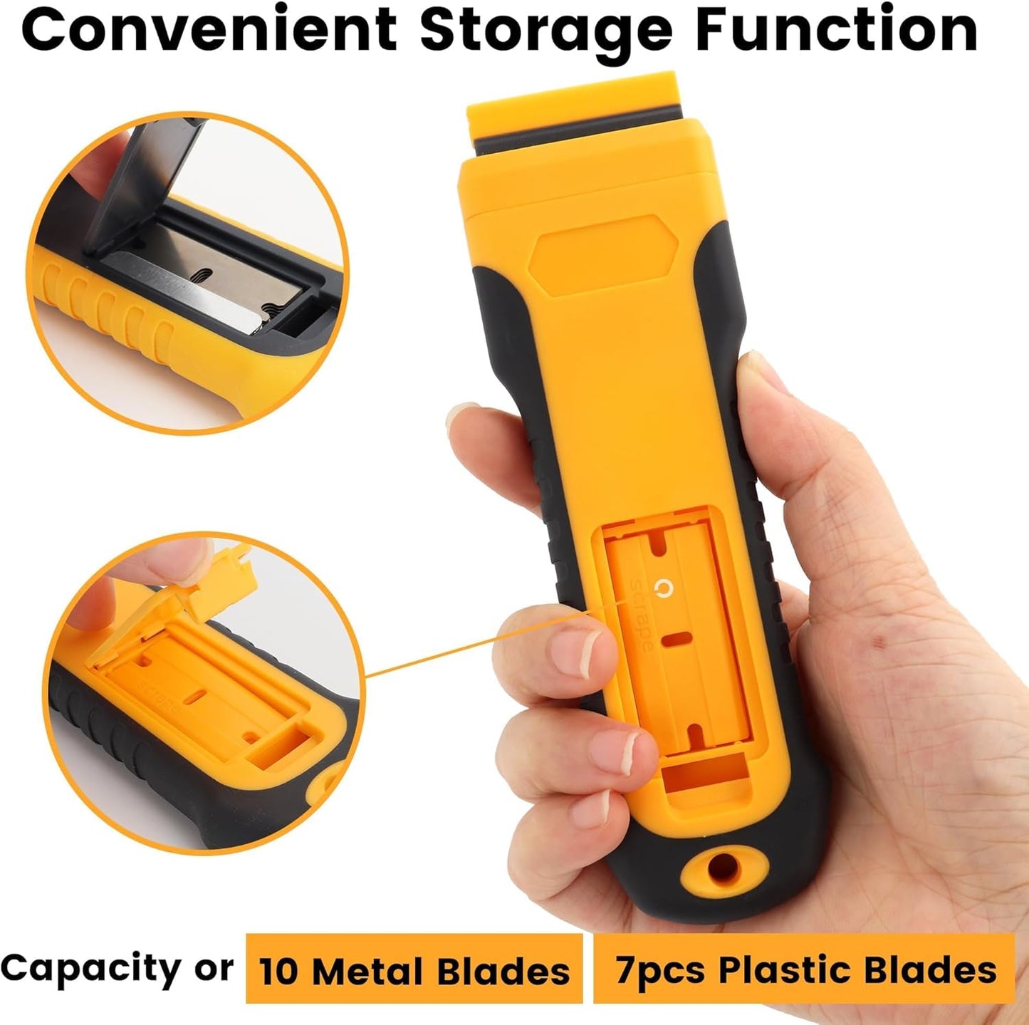 MulWark Razor Blade Scraper | 2 Handles Razor Scraper Set With Extra 12pcs Blades Heavy Duty Paint & Glass Scraper Tool With Extendable Handle for Windows, Oven Cleaning & Surface Prep