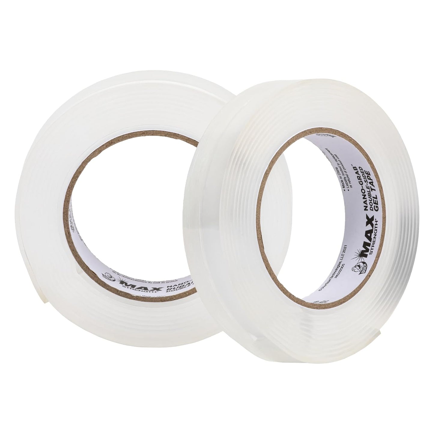 Duck Max Strength Double-Sided Gel Tape with Nano-Grab Technology, Heavy Duty, Multi-Purpose & Removable Adhesive, 0.94 in. x 20 ft, Clear, 2 Rolls