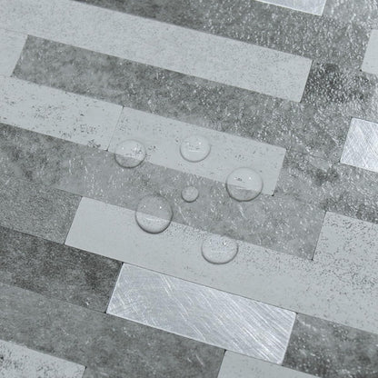 AULIGET 20 Sheets Peel and Stick Backsplash, Black & Grey Wood Look PVC Mixed Metal Stick on Backsplash Tiles for Kitchen
