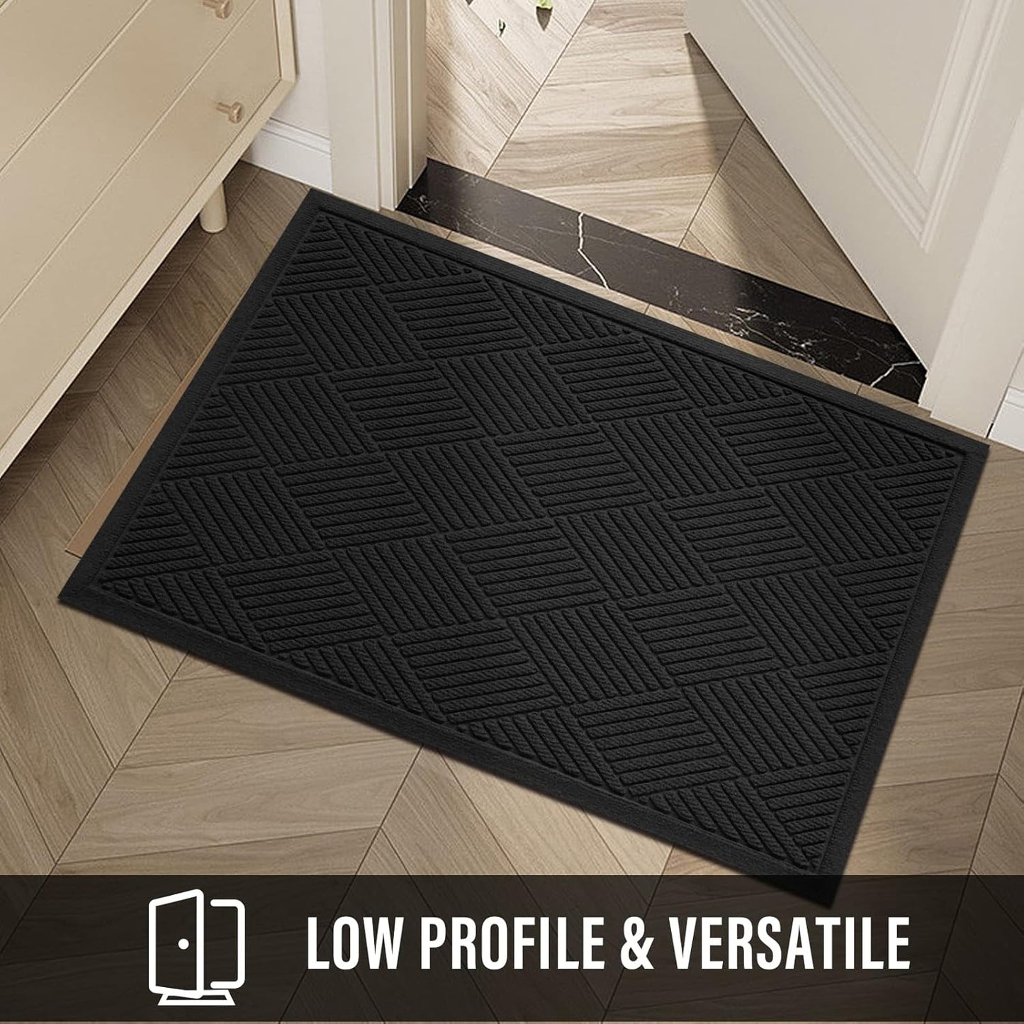 HIYARD Sturdy Front Door Mat, Absorbent Muddy Dirt Resist Welcome Door Mats Outdoor Indoor, Stain and Fade Resistant, Non-Slip Rubber Backing Low Profile Doormat for Entryway, 30×17, Beige