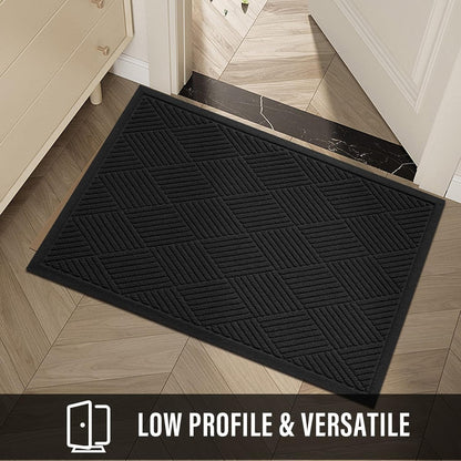 HIYARD Sturdy Front Door Mat, Absorbent Muddy Dirt Resist Welcome Door Mats Outdoor Indoor, Stain and Fade Resistant, Non-Slip Rubber Backing Low Profile Doormat for Entryway, 30×17, Beige