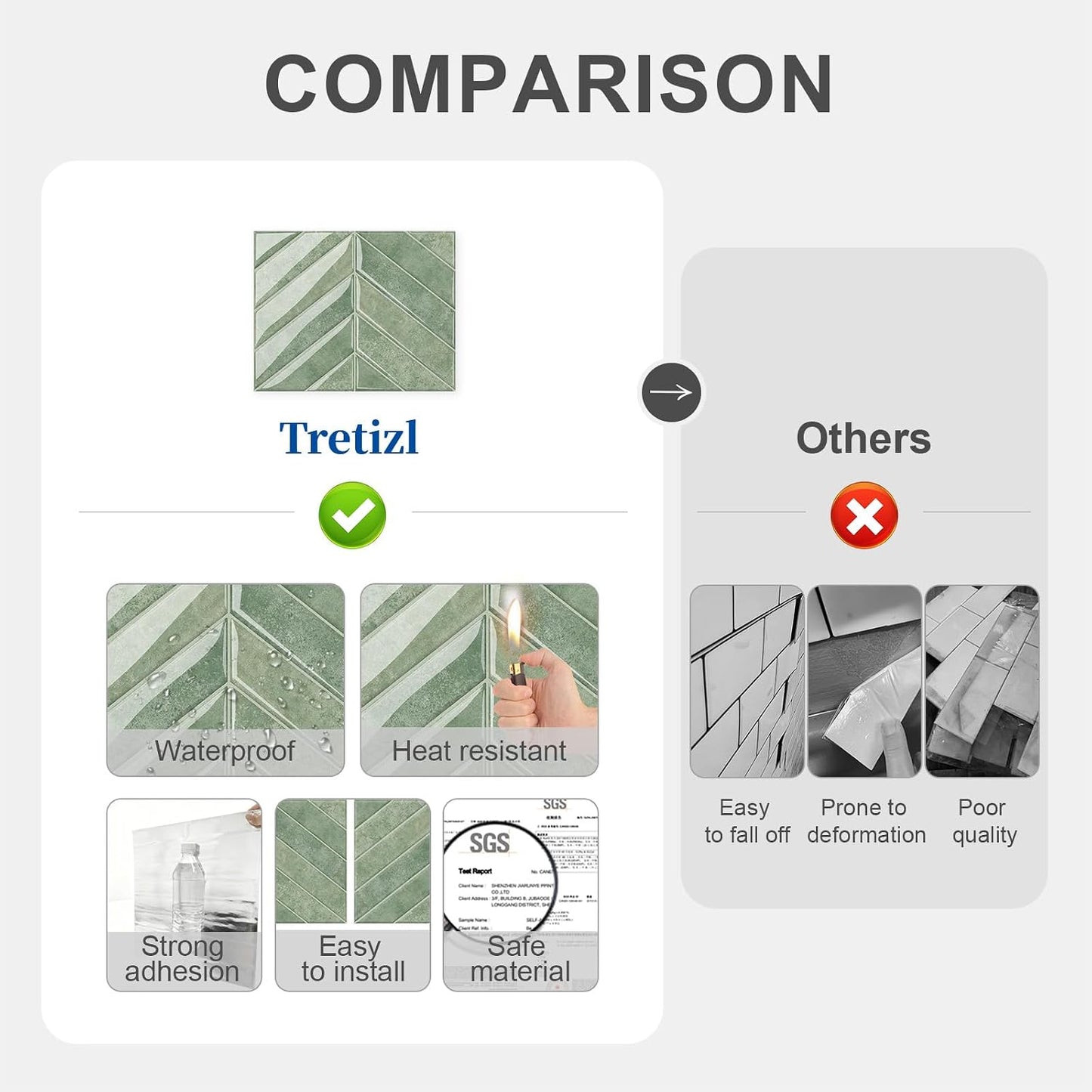 10 Sheets Thicker Design Peel and Stick Backsplash, 3D Self Adhesive Peel and Stick Wall Tile Backsplash for Kitchen, Bathroom, 11.4"x9.1", Beige