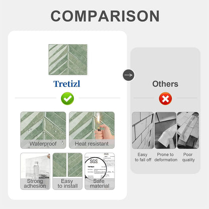 10 Sheets Thicker Design Peel and Stick Backsplash, 3D Self Adhesive Peel and Stick Wall Tile Backsplash for Kitchen, Bathroom, 11.4"x9.1", Beige