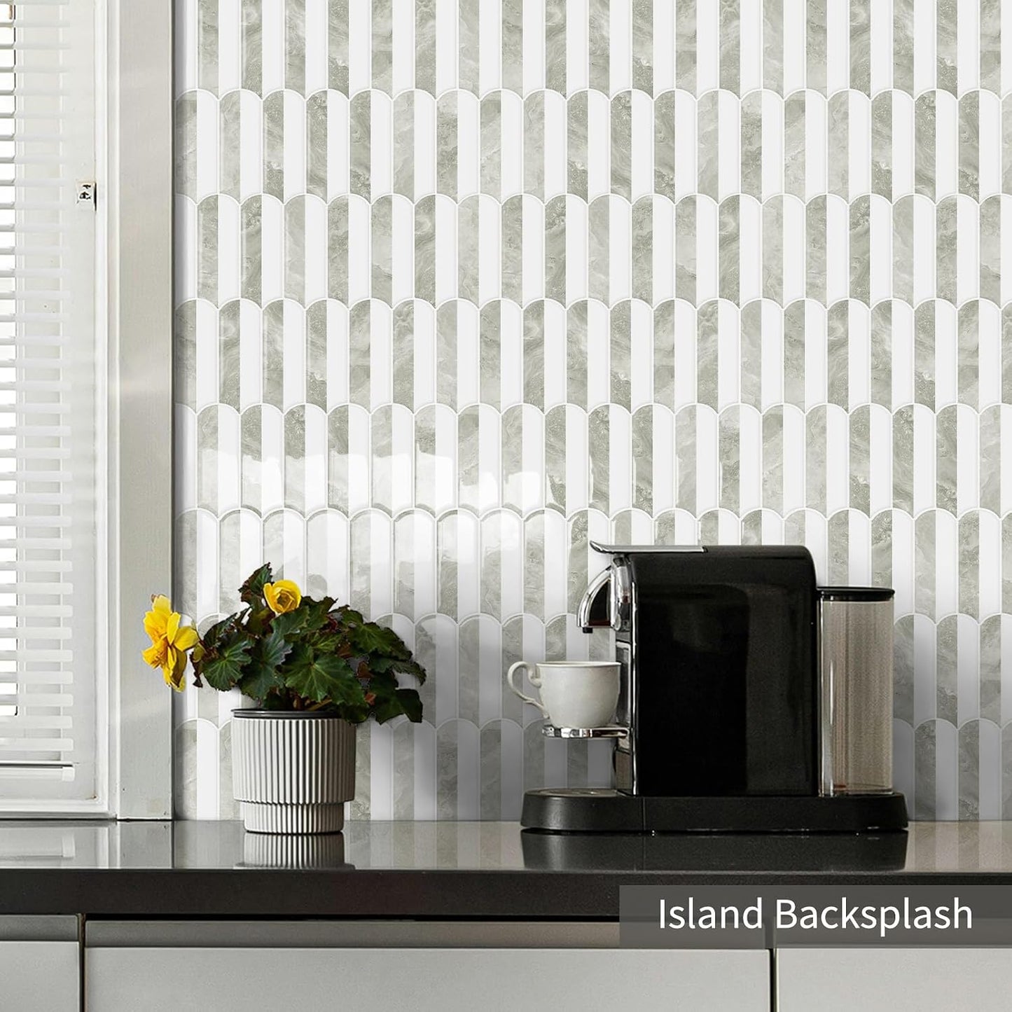 10-Sheet Upgraded Thicker Peel and Stick Kitchen Backsplash Tiles | Waterproof Self-Adhesive Vinyl Wall Tile Stick on Backsplash for Kitchen,Bathroom,Fireplace and RV(Sage Green,12"×12")