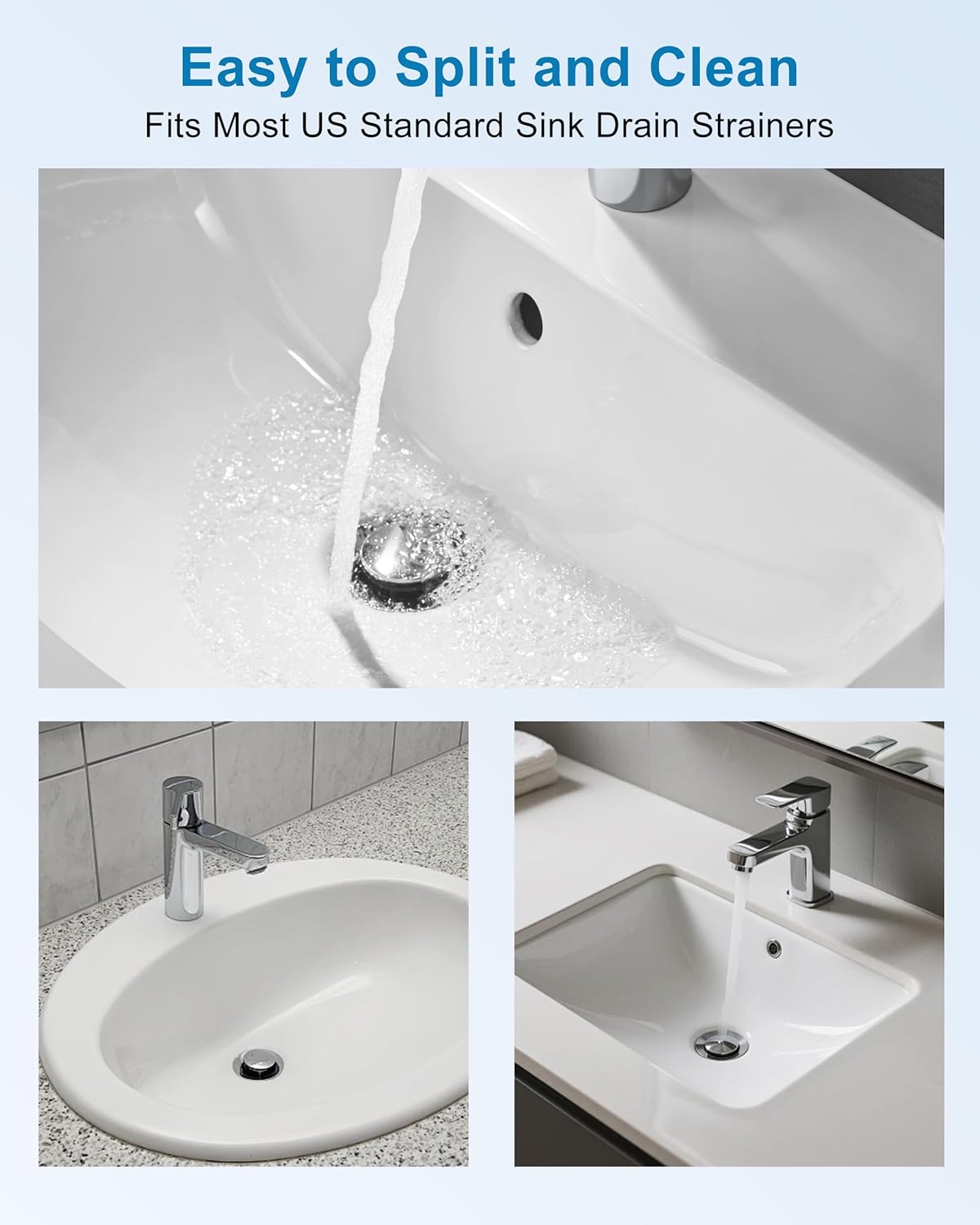 Bathroom Sink Stopper, 1PC Universal Bathroom Sink Drain Strainer, Pop Up Drain for Bathroom Sink, Sink Plug Hair Catcher, Pop-Up Drain Stopper with Removable Hair Catcher, Fit 1.18"-2.17"