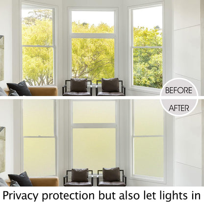 HIDBEA Frosted Window Privacy Film Heat Control UV Blocking, Static Cling Non-Adhesive Reusable Door coverings for Bathroom Home Office (Frosted 17.5 Inch x 6.5 Feet)