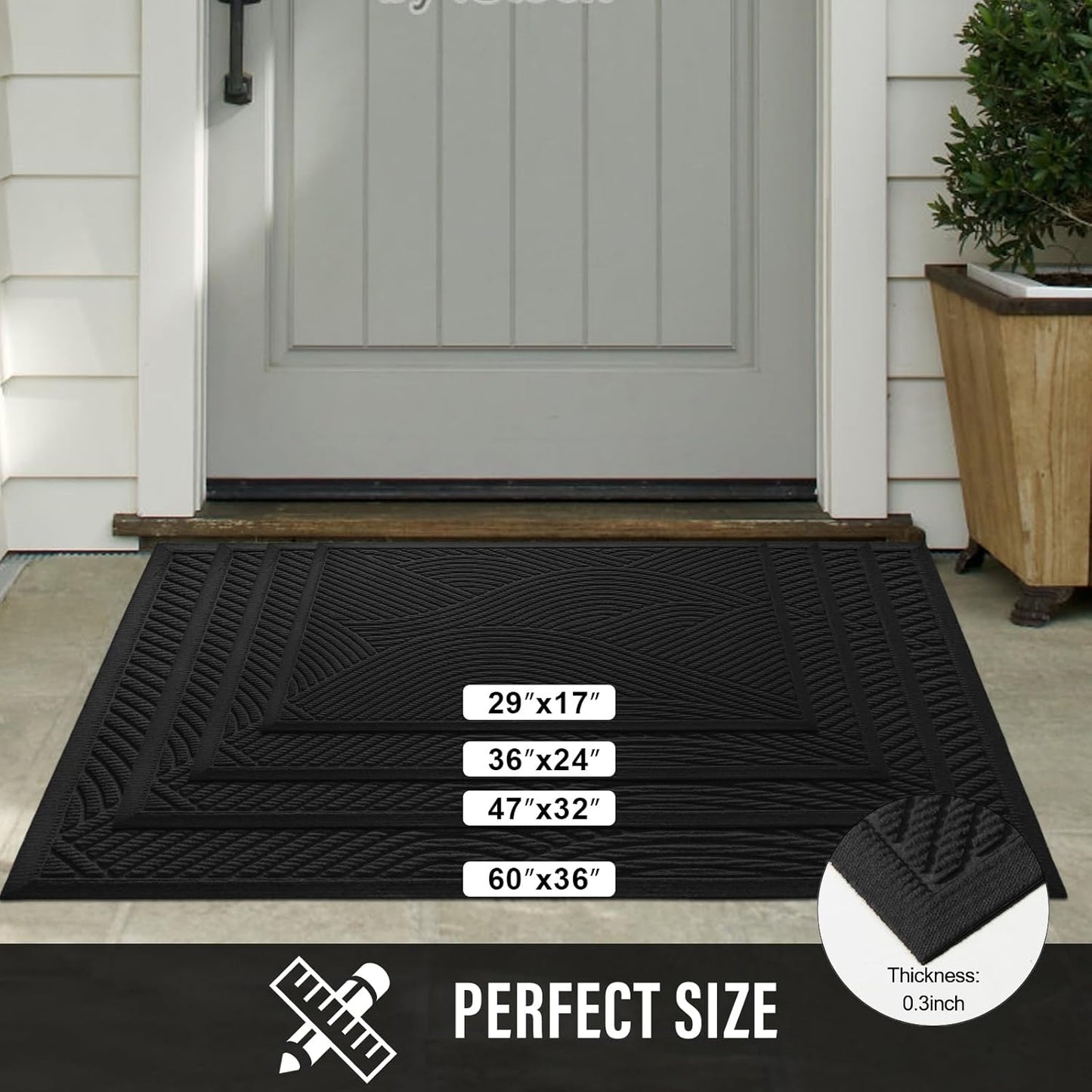 HIYARD Sturdy Front Door Mat, Absorbent Muddy Dirt Resist Welcome Door Mats Outdoor Indoor, Stain and Fade Resistant, Non-Slip Backing Entry Mat Low Profile Doormat for Entryway, 29×17, Beige