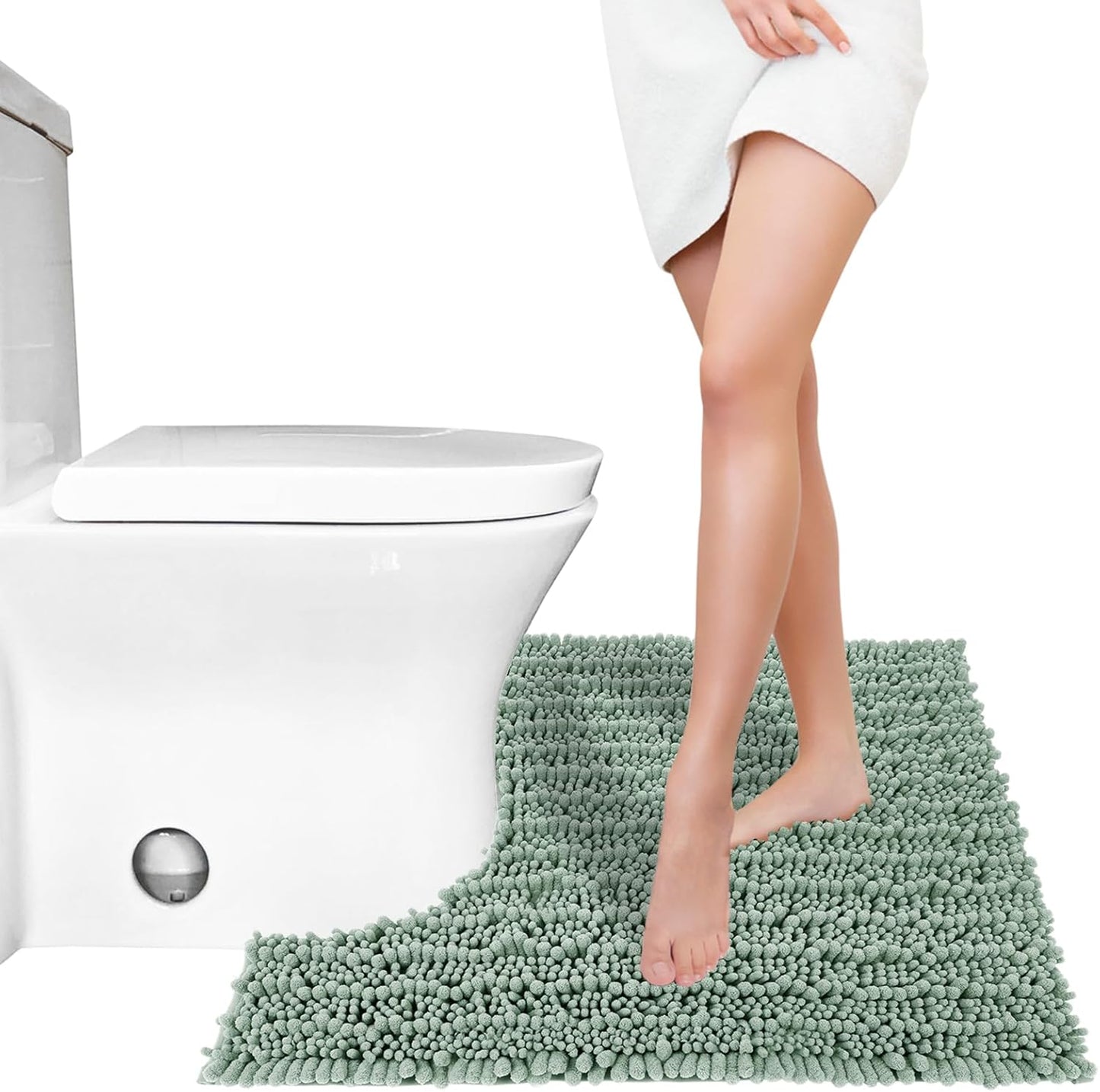 Yimobra Bathroom Rugs Non Slip Washable - Ultra Soft Absorbent Chenille Bath Mat, Quick Dry Shaggy Floor Carpet for Tub Shower, Gray Home Decor Accessories, 24x17 Inch