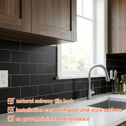 10- Sheet Polished White Peel and Stick Backsplash, 12’’Luxury PVC Ceramic Look Self Stick Subway Tiles, Waterproof Peel and Stick Wall Tiles for Kitchen and Bathrrom