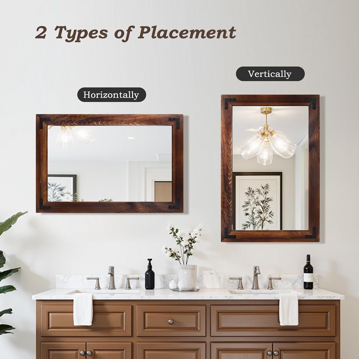 55"x22" Full Length Mirror with Wooden Frame，Natural Wooden Standing Mirror, Solid Wood Frame, Hanging or Leaning Wall-Mounted, Suit for Farmhouse, Living Room, Bedroom (Light Brown)