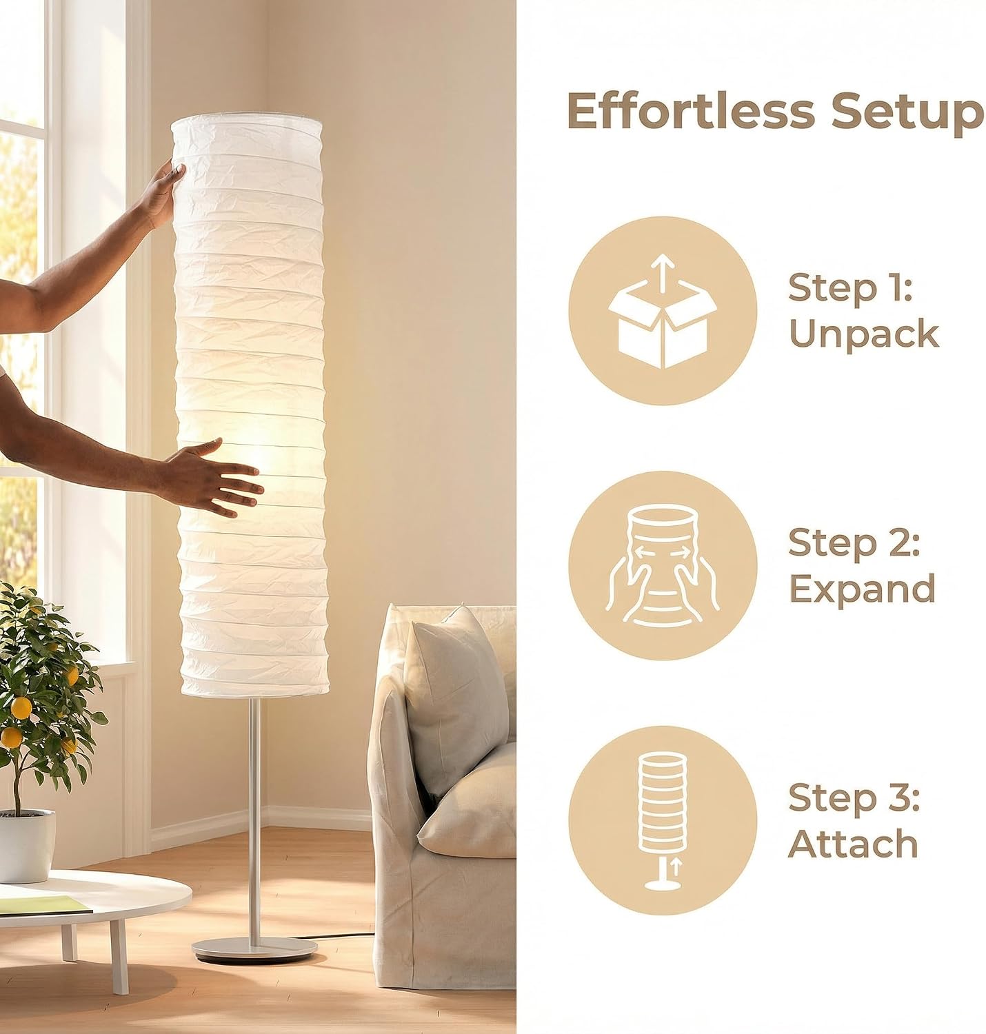 TOYANDONA Lamp Shade: Standing Paper Floor Lamp Shades Hanging Rice Paper Lampshade Replacement Foldable, Floor Light Cover Making Light Soft Ambient for Home, Bedroom Lighting Accessory (Minimalist)