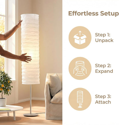 TOYANDONA Lamp Shade: Standing Paper Floor Lamp Shades Hanging Rice Paper Lampshade Replacement Foldable, Floor Light Cover Making Light Soft Ambient for Home, Bedroom Lighting Accessory (Minimalist)