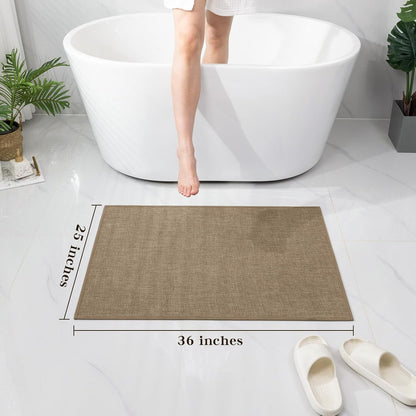 chakme Bathroom Rugs Mat 24x17, Ultra Thin Non Slip Bath Mat Small Quick Dry Absorbent Bath Mat for Bathroom Floor, (Dark Beige, 24"x17")