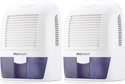 Pro Breeze Electric Mini Dehumidifier, 2200 Cubic Feet (250 sq ft), Compact and Portable for High Humidity in Home, Kitchen, Bedroom, Basement, Caravan, Office, Garage