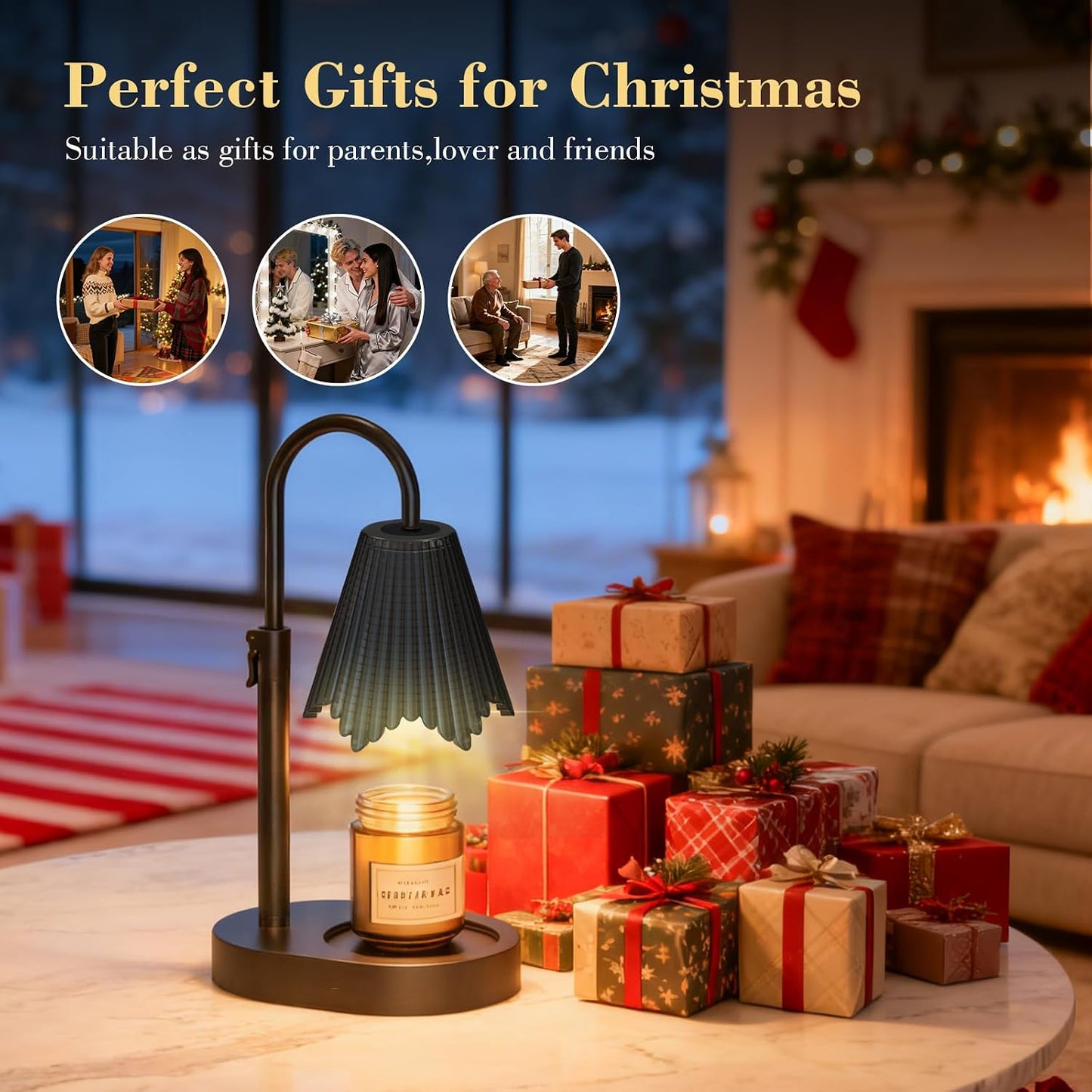 Candle Warmer Lamp with Timer & Dimmable 4-Level Brightness - Adjustable Height,for New Home Bedroom, Gifts for Women(Blue)