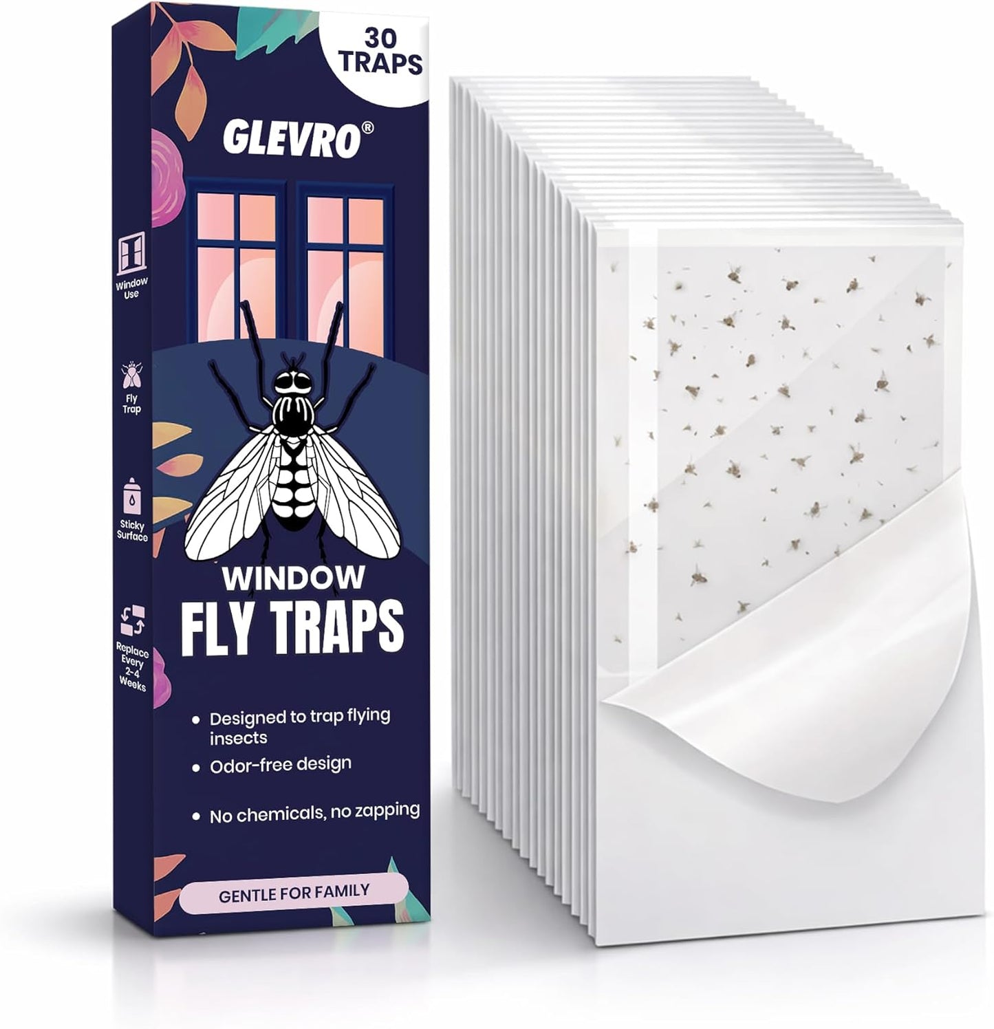30-Pack Window Fly Traps for Indoor Use, Clear Sticky Strips for Windows, Transparent Fly Catcher for Home, Strong Adhesive Fly Trap for Houseflies and Ladybugs