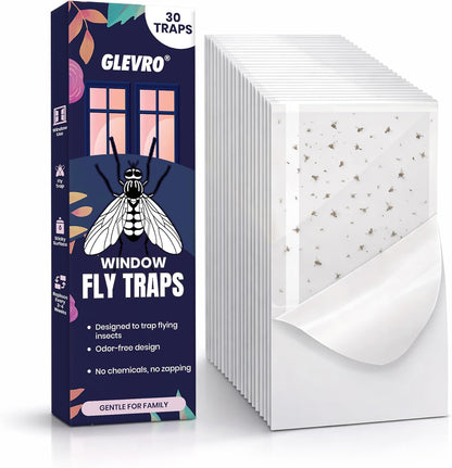 30-Pack Window Fly Traps for Indoor Use, Clear Sticky Strips for Windows, Transparent Fly Catcher for Home, Strong Adhesive Fly Trap for Houseflies and Ladybugs