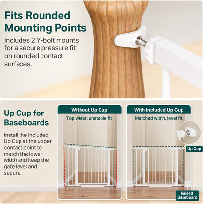 Cumbor 29.7-48" Baby Gate for Stairs, Mom's Choice Awards Winner-Dog Gate for Doorways, Auto Close Safety Pet Gate for Dogs Indoor, Easy Install Pressure Mounted Child Gate with Walk Thru Door, Brown