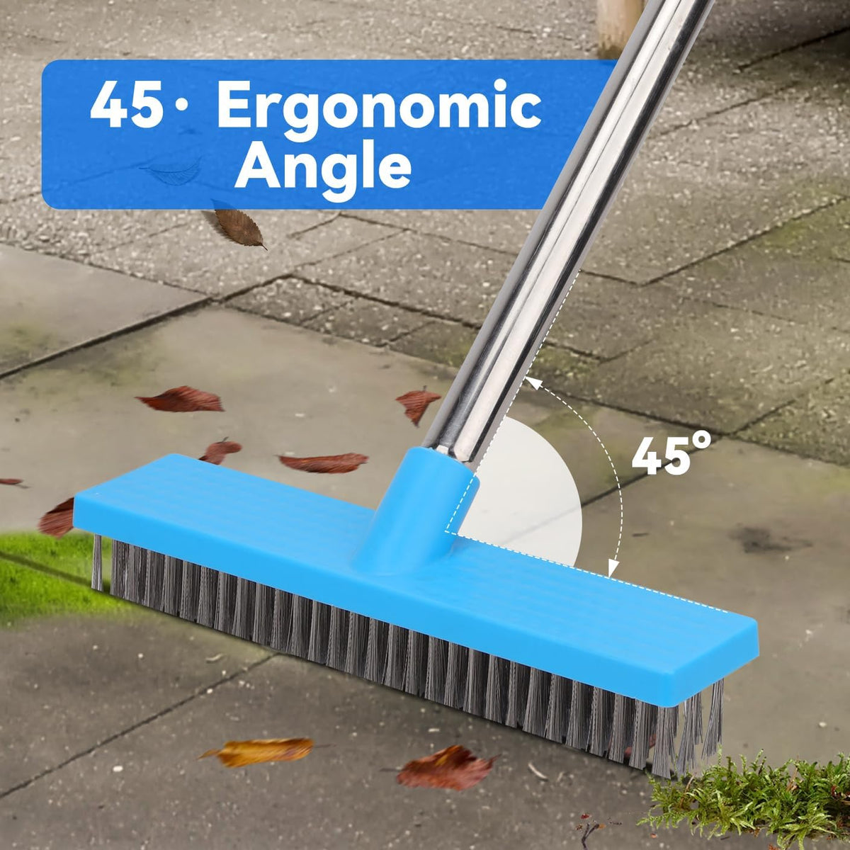 Heavy Duty Wire Broom with 70.8" Telescopic Handle: Stainless Steel Outdoor Broom for Cleaning Moss Concrete Floors Grout Gardens Patio Deck Concrete Garage