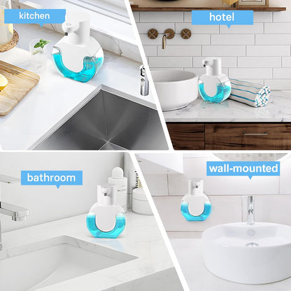2 Pack Automatic Soap Dispenser,14.2oz/420ML Touchless Automatic Foaming Hand Soap Dispenser,Rechargeabled Wall Mounted Smart Pump for Bathroom Kitchen