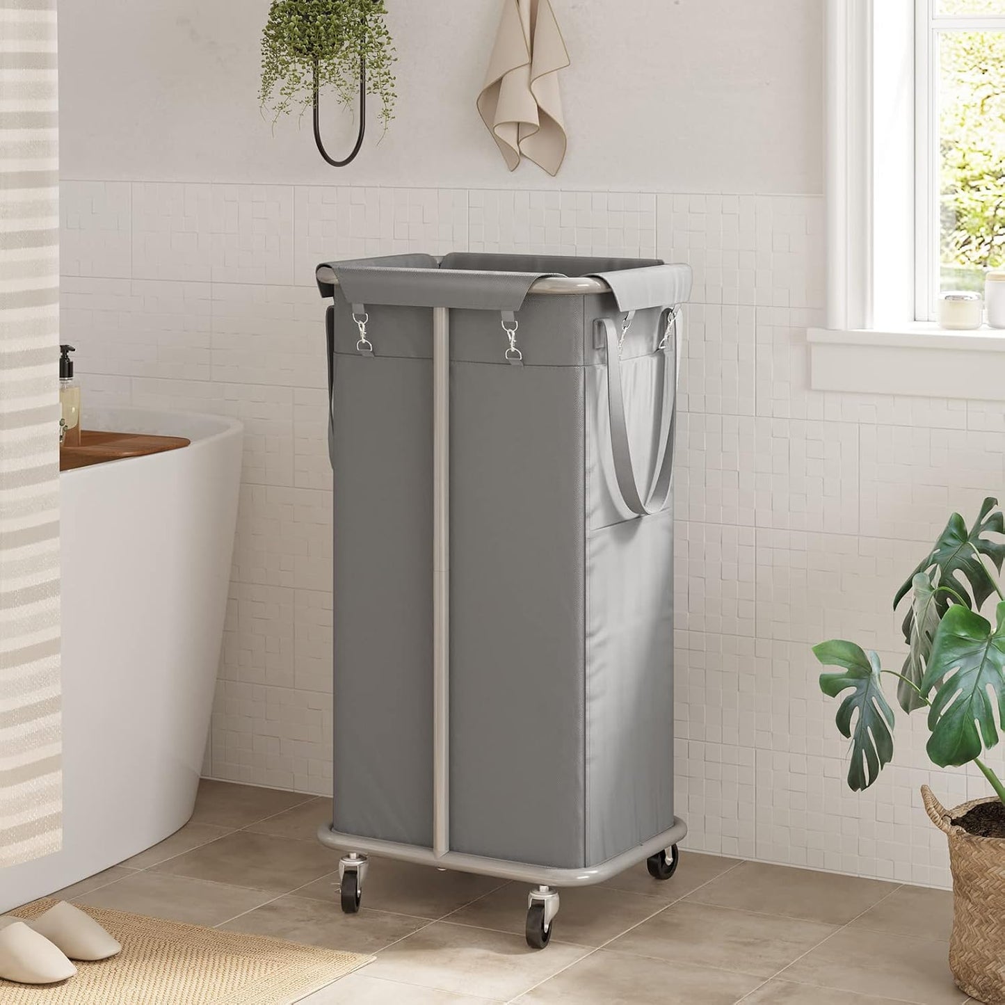 WOWLIVE Laundry Hamper with Wheels 260L Rolling Laundry Basket 3 Section Organizer Laundry Cart with Steel Frame and Removable Bags Large Dirty Clothes Hamper Dorm Room Storage for Bedroom