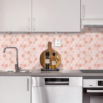 10-Sheet Hexagon Peel and Stick Backsplash for Kitchen, New Upgrade Premium Extra Thicker Design 3D Self Adhesive Wall Tiles, Large Stick on Tiles for Kitchen and Bathroom (12" x 12")