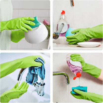 Disfore Rubber-Gloves Dishwashing Gloves for Cleaning-Kitchen - 2 Pairs Long Household Cleaning Gloves for Washing Dishes