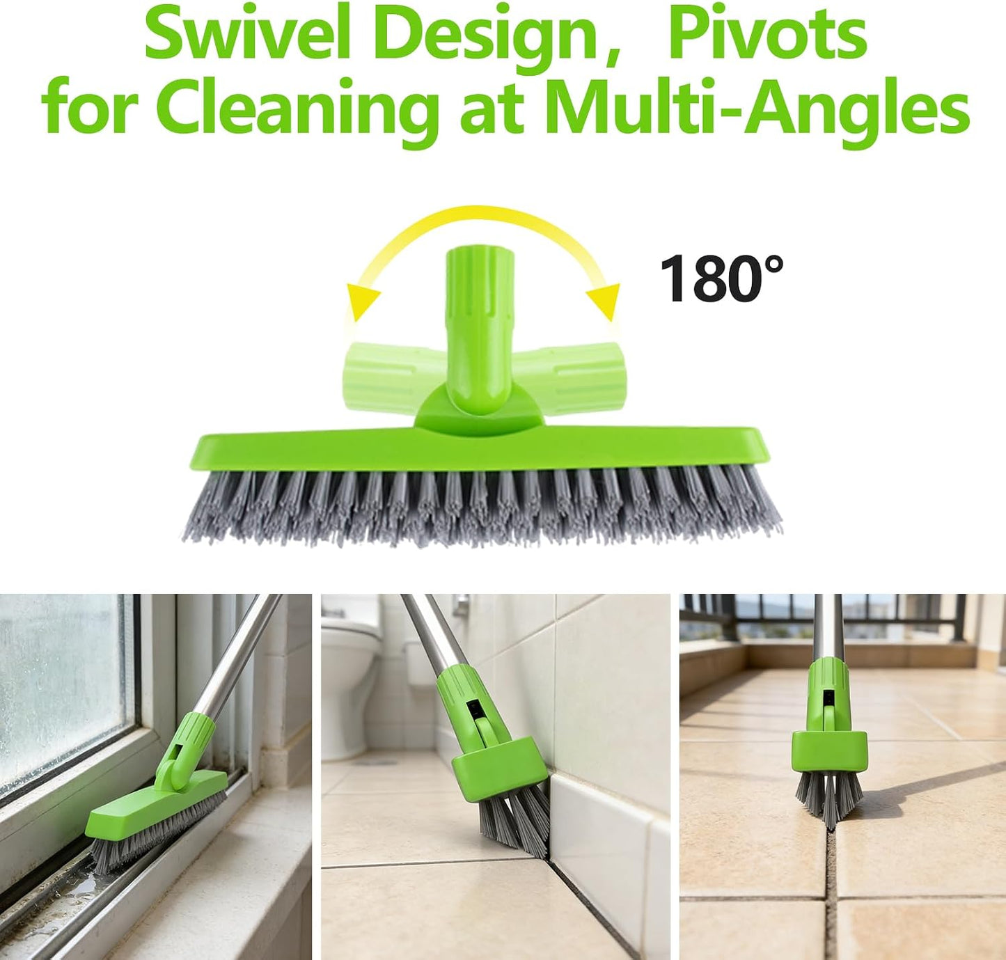 Grout Brush with Long Handle & Groove Gap Scrub Brush, Grout Cleaning Brush,V-Shape Grout Scrub Brush,Grout Cleaner Brush for Bathroom,Tile,Baseboard, Kitchen, Space Window Track, Corner
