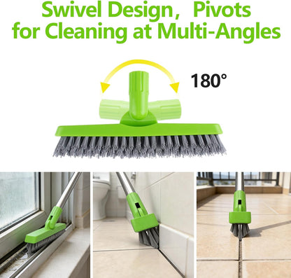 Grout Brush with Long Handle & Groove Gap Scrub Brush, Grout Cleaning Brush,V-Shape Grout Scrub Brush,Grout Cleaner Brush for Bathroom,Tile,Baseboard, Kitchen, Space Window Track, Corner
