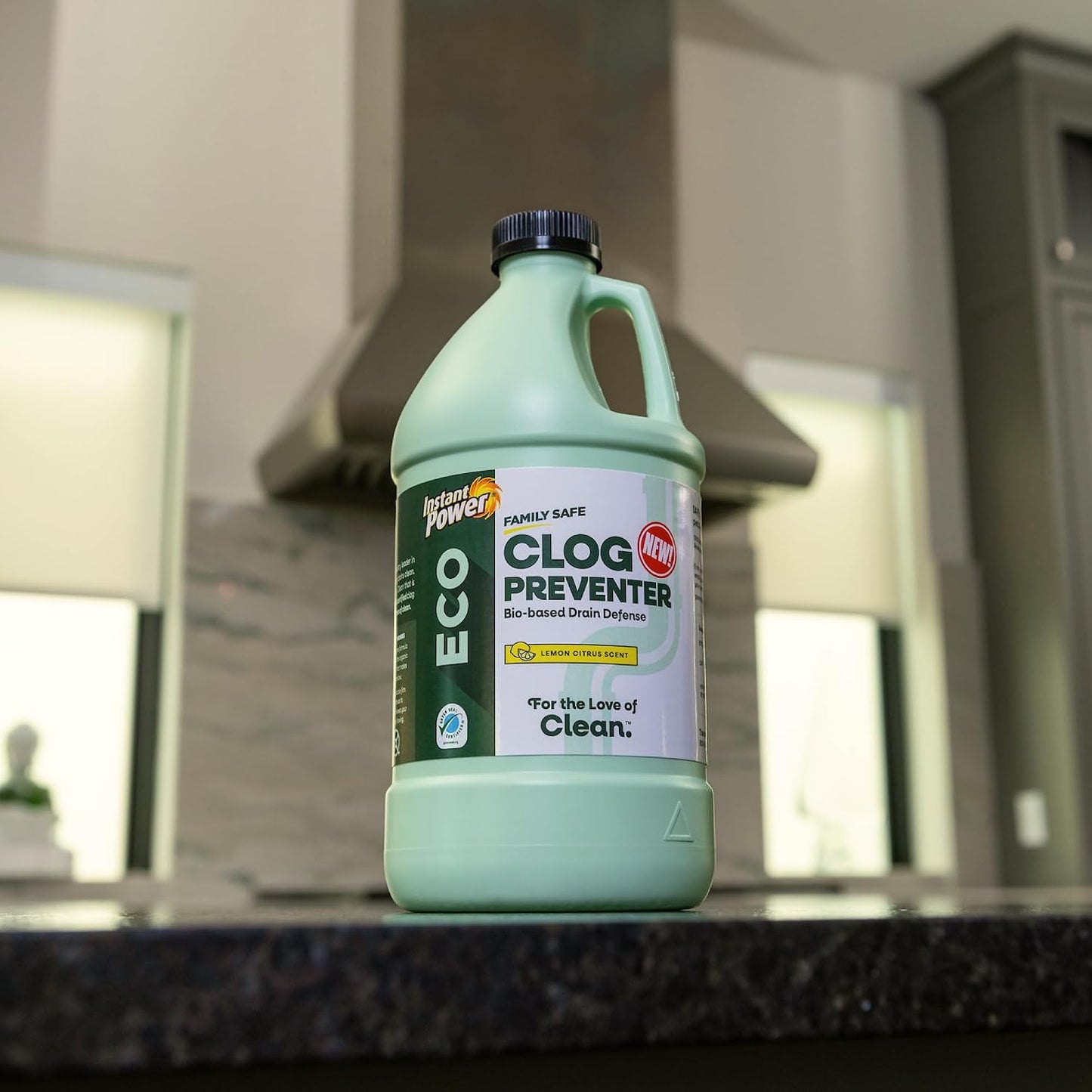 Instant Power Eco Clog Preventer - Enzyme Drain Cleaner Liquid and Deodorizer for Sink, Shower, Toilet, Garbage Disposal Cleaner, Bio-Based Drain Defense, Smell Remover and Odor Eliminator - 32 fl oz