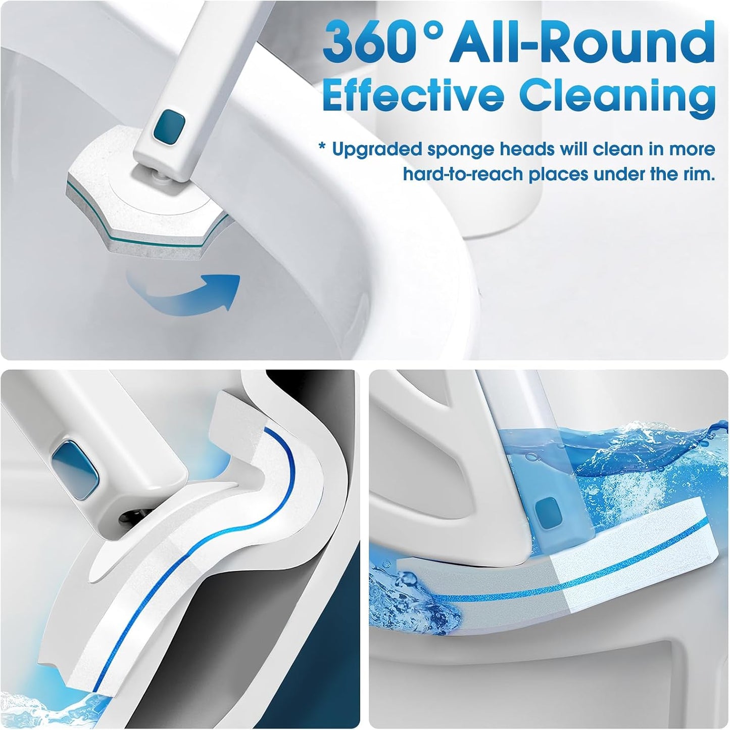 Disposable Toilet Brush with 48 PCS Refills, Disposables Toilets Cleaning System with Handle, Storage Caddy and 48Toilet Bowl Refill Heads for Bathroom Cleaning