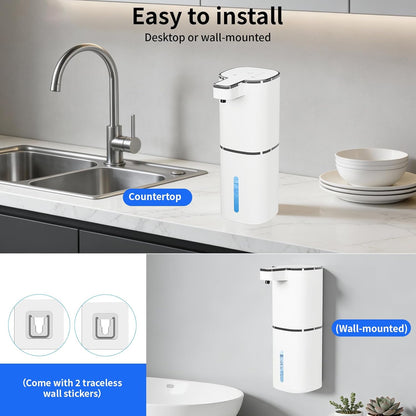 Automatic Foaming Soap Dispenser, Touchless Rechargeable Hand Soap Dispenser, 4 Adjustable Levels, 1200mAh Battery, Large Display, for Kitchen & Bathroom (Black, Foaming)