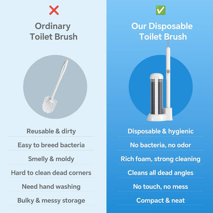 Spreezy Disposable Toilet Brush Set, Touch-Free Toilet Wand Kit with 54 Refills & Holder, Disposable Toilet Bowl Brush